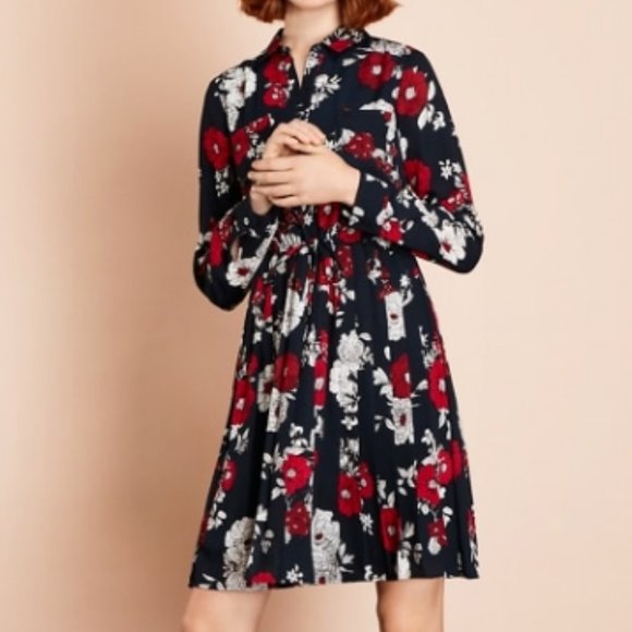 Brooks Brothers Dresses & Skirts - Brooks Brothers Floral-Print Crepe Shirt Dress